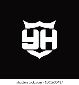 YH Logo monogram with shield around crown shape design template