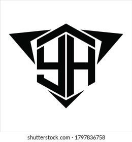 YH Monograma con flecha de alas alrededor de la plantilla de diseño sobre fondo blanco