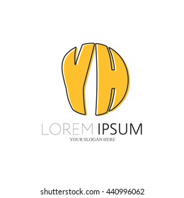 YH Logo. Vector Graphic Sphere Branding Letter Element. White Background