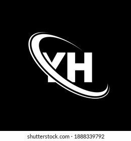YH logo. Y H design. White YH letter. YH Y H letter logo design. Initial letter YH linked circle uppercase monogram logo.