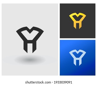 Símbolo de vector monograma de logotipo de HYH o MH símbolo simple o tatuaje moderno