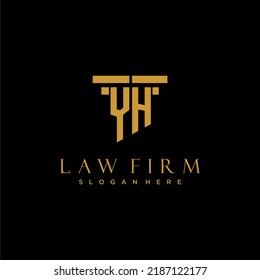 Logo inicial de monograma YH para la firma de abogados con diseño de hitos