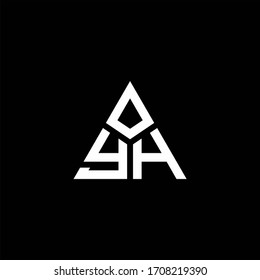 YH monogram logo with 3 pieces shape isolated on triangle design template