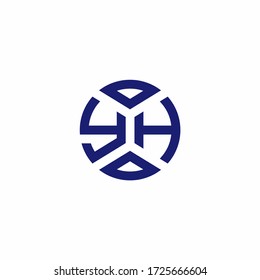 YH monogram logo with abstract shapes in modern style design template