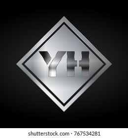 YH Monogram, Silver Logo, Metal Logo, Luxury, Elegant, Abstract, square