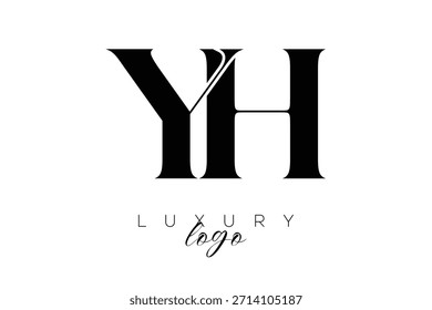 YH Serif Letter Monogram Typography Logo for Elegant Premium Branding Identity