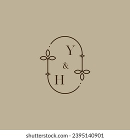 Logotipo inicial de boda YH en un diseño profesional de alta calidad que se imprimirá en cualquier medio impreso