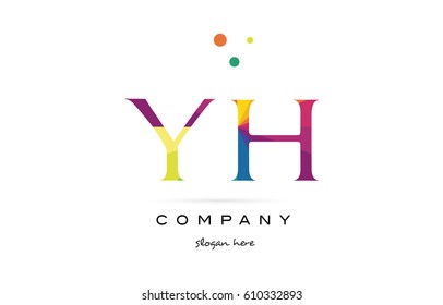 yh y h  creative rainbow colors colored alphabet company letter logo design vector icon template