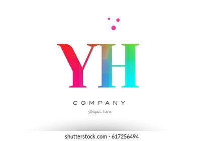 YH Y H creative rainbow colors colored artistic alphabet company letter logo design vector icon template