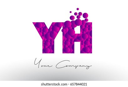 YH Y H Dots Letter Logo with Purple Pink Magenta Bubbles Texture Vector.