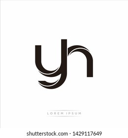 yh y h Initial Letter Split Lowercase Modern Monogram linked outline rounded logo