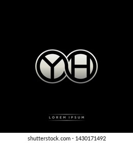 YH Y H initial letter linked circle capital monogram logo modern template silver color edition