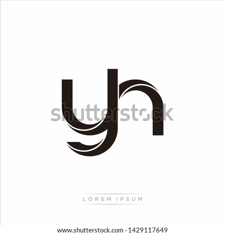 yh y h Initial Letter Split Lowercase Modern Monogram linked outline rounded logo