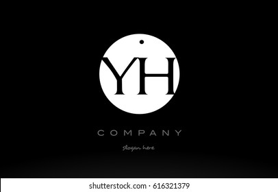YH Y H simple black white circle background alphabet company logo design vector icon template