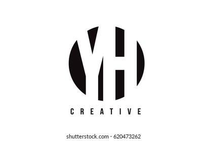 YH Y H White Letter Logo Design with Circle Background Vector Illustration Template.