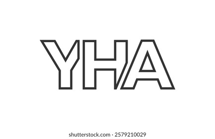 YHA logo design template with strong and modern bold text. Initial based vector logotype featuring simple and minimal typography. Trendy company identity ideal for businesses brand presence.