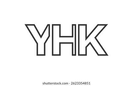YHK logo design template with strong and modern bold text. Initial based vector logotype featuring simple and minimal typography. Trendy company identity ideal for businesses brand presence.