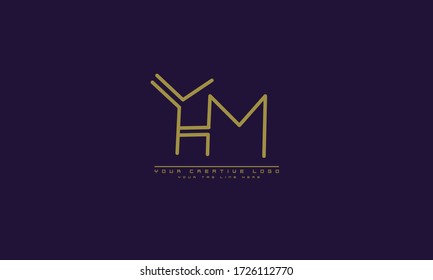 Plantilla de monograma del logotipo del vector abstracto YHM MHY