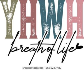 Yhwh Breath Of Life - Retro Christian Valentine t-shirt design, Jesus Valentine t-shirt design, Retro Religious Valentine png, Happy Valentine's day T-shirt Design