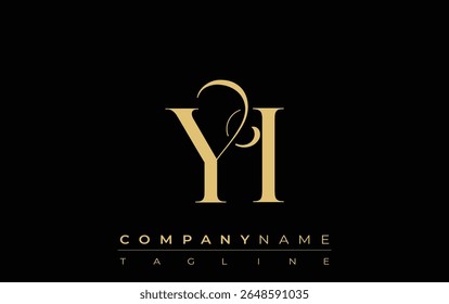 YI Abstraktes kreatives Schmucklogo. Ein stylisches Logo mit goldenen Monogramm-Initialen in einer eleganten und modernen Typografie, perfekt für das Branding