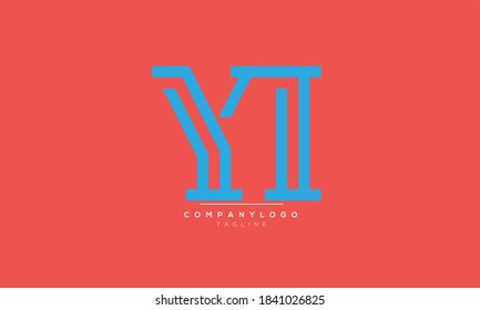YI iniciales abstractas diseño del logotipo del alfabeto de texto de letra monográfica