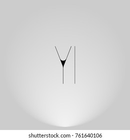 YI Black thin minimalist LOGO Design with Highlight on Gray background.