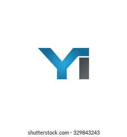 YI company linked letter logo blue