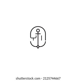 YI creative letter logo design in anchor concept with high quality professional design that will print well across any print media