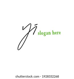 yi initial handwriting logo for identity