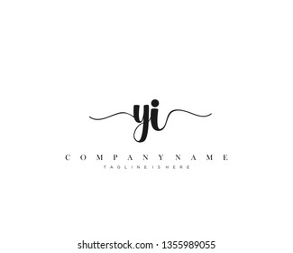 YI initial handwriting logo template vector
