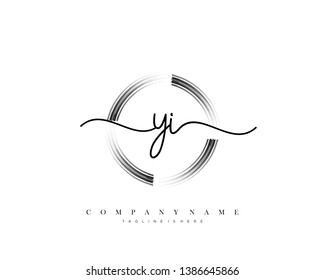 YI initial handwriting logo template vector