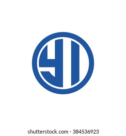 YI initial letters circle business logo blue