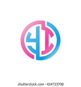 YI initial letters looping linked circle logo pink blue