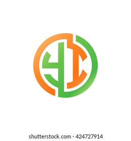 YI initial letters looping linked circle logo orange green