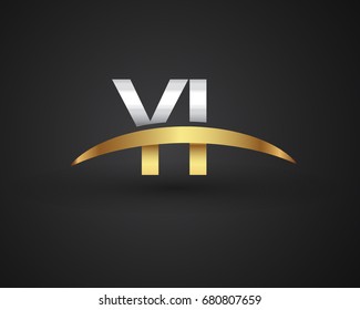 YI initial logo company name colored gold and silver swoosh design. vector logo for business and company identity.
