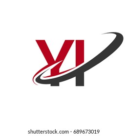 YI initial logo company name colored red and black swoosh design, isolated on white background. vector logo for business and company identity.