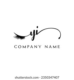 YI logotipo inicial etiqueta de cierre vectores de eyelash moderno