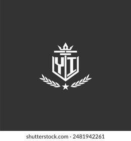 YI initial monogram brand logo design for crown vector image