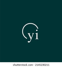 YI initial monogram logo with circle style design