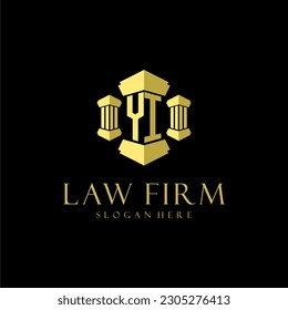 logotipo de monograma inicial YI para la firma de abogados con diseño de hitos