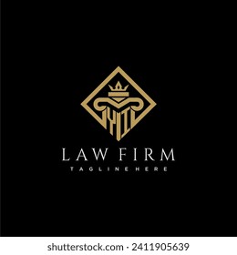 logotipo de monograma inicial YI para abogados con pilar en diseño cuadrado creativo