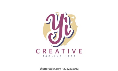 Yi Initials, handwriting logo vector