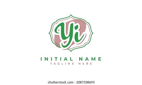 Yi Initials, handwriting logo vector