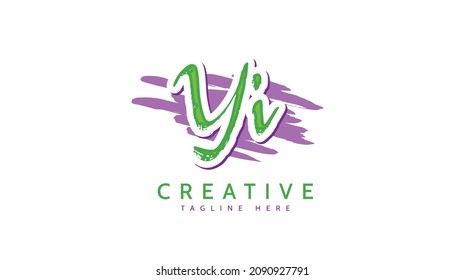 Yi Initials, handwriting logo vector