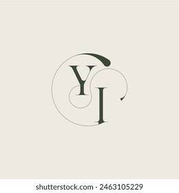 YI letter elegant line concept feminine wedding style beautifull monogram initial
