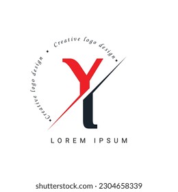 YI Letter Logo Design with a Creative Cut. Creative logo design