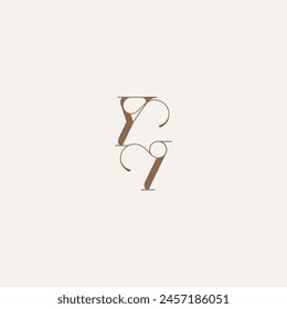 Ideas de diseño de concepto de boda de letra YI Logotipo de monograma inicial de lujo y elegante
