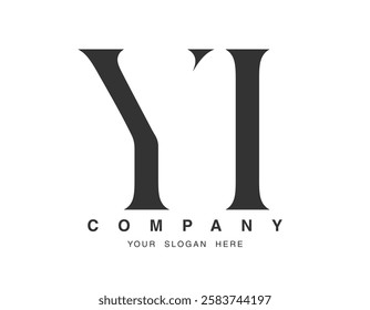 YI logo design. Initial letter y and i serif font style. Creative classic company name typography. Trendy logotype or identity. Vector illustration.