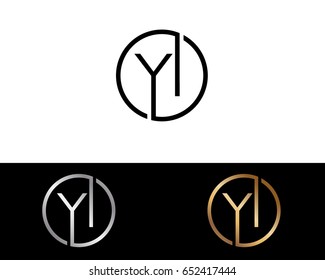Yi Logo. Letter Design Vector with Red and Black Gold Silver Colors


