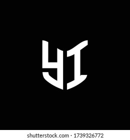 yi logo monogram with shield shape design template